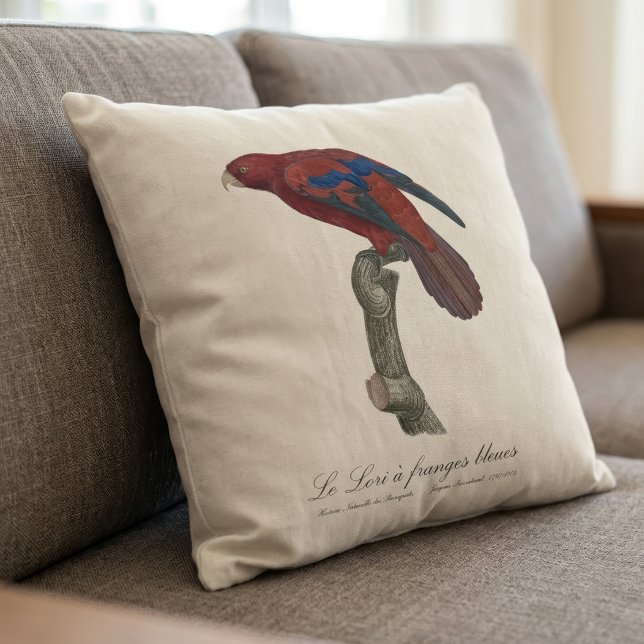 Langstaartlori, Trichoglossus borneus Kussen (Long-Tailed Red Lory, Trichoglossus borneus. Throw Pillow)