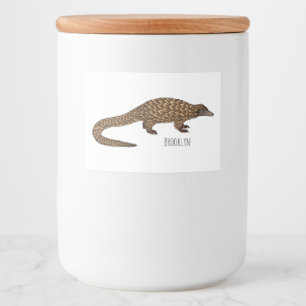 Langstaartpangoline cartoon voedselcontainer etiket