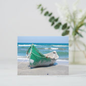 Langstboot607 Row-boot oceanische strandgolf Briefkaart (Staand voorkant)