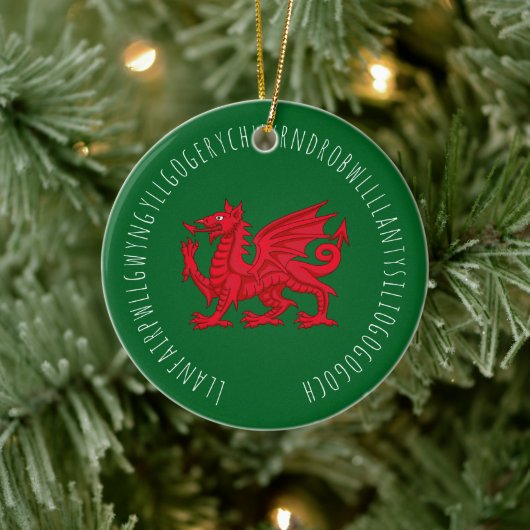 Langste Welshe woord Keramisch Ornament (Boom)