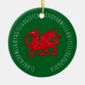 Langste Welshe woord Keramisch Ornament (Voorkant)