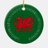 Langste Welshe woord Keramisch Ornament (Achterkant)