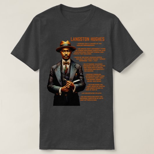 Langston Hughes Feiten T-shirt (Design voorkant)