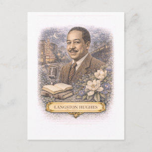 Langston Hughes schrijver postkaart in vintage sti