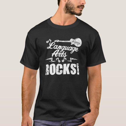 Language Arts Rocks School T Shirt voor docenten S (Voorkant)