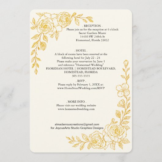 'Language of Love' All-in-One Wedding Invitation Kaart (Achterkant)