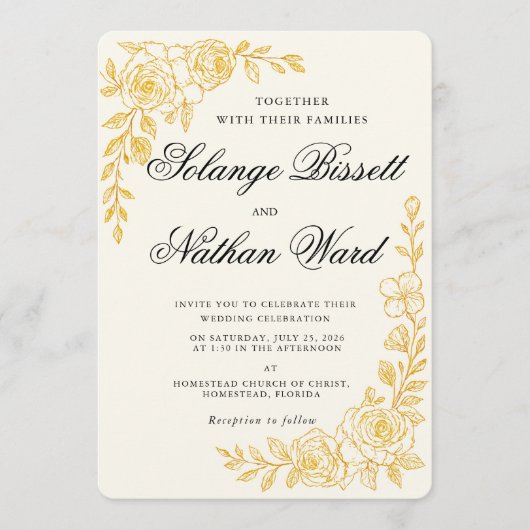'Language of Love' All-in-One Wedding Invitation Kaart (Voorkant)