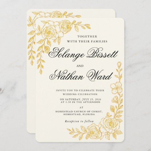 'Language of Love' All-in-One Wedding Invitation Kaart (Voorkant / Achterkant)
