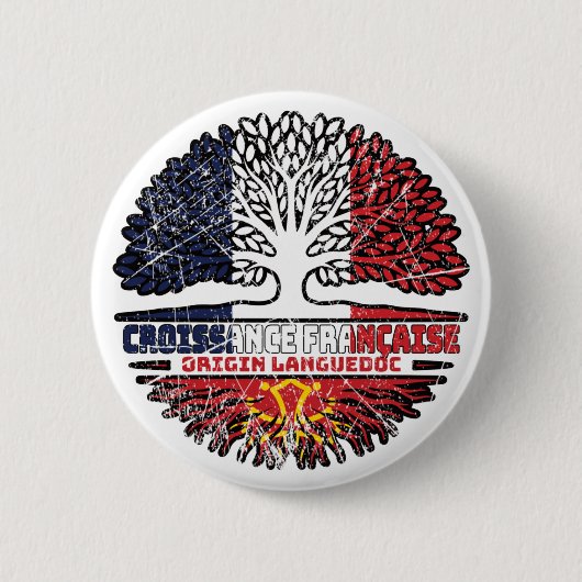Languedoc Lengadòc French Tree Roots Flag Ronde Button 5,7 Cm (Voorkant)