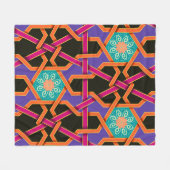Langwerpgroen oranje en paars Geometrisch etnisch Fleece Deken (Voorkant (Horizontaal))
