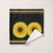 Langwerpig geel dubbelzonnebloemige zwarte achterg bad handdoek (Wasdoekje)