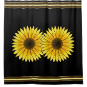 Langwerpig geel dubbelzonnebloemige zwarte achterg douchegordijn (Voorkant)
