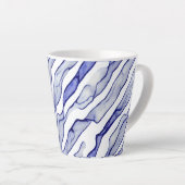 Langwerpige Blauw en Wit Marmeren Aderen Latte Mok (Rechterhoek)