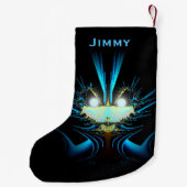 Langwerpige blauw schepping kleine kerstsok (Achterkant)