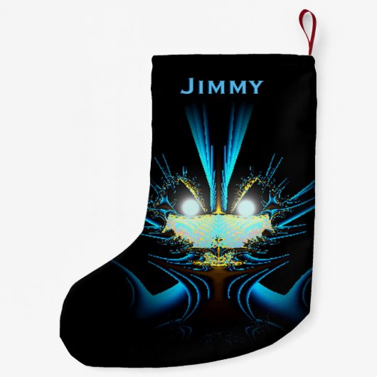 Langwerpige blauw schepping kleine kerstsok (Achterkant)