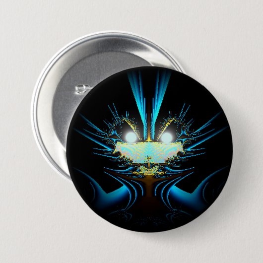 Langwerpige blauw schepping ronde button 7,6 cm (Voorkant /achterkant)