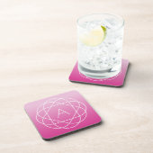 Langwerpige geometrische monogram | Roze zwoegde o Bier Onderzetter (Rechterzijde)