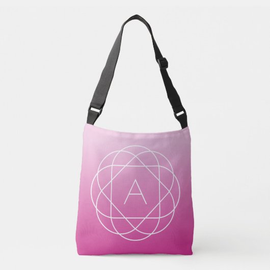 Langwerpige geometrische monogram | Roze zwoegde o Crossbody Tas (Voorkant)