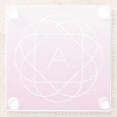 Langwerpige geometrische monogram | Roze zwoegde o Glazen Onderzetter (Achterkant)
