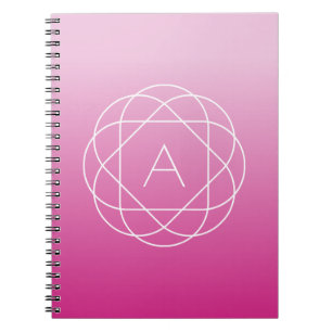 Langwerpige geometrische monogram Roze zwoegde o Notitieboek