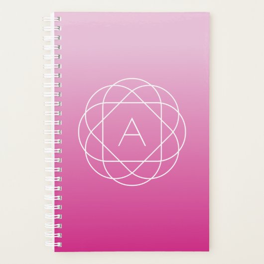 Langwerpige geometrische monogram | Roze zwoegde o Planner (Voorkant)