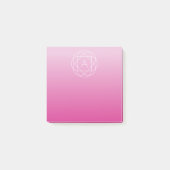Langwerpige geometrische monogram | Roze zwoegde o Post-it® Notes (Voorkant)