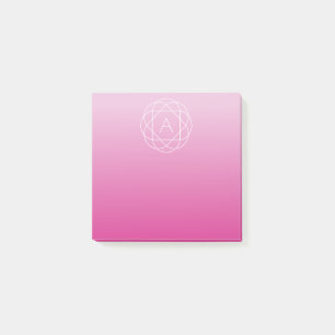 Langwerpige geometrische monogram   Roze zwoegde o Post-it® Notes