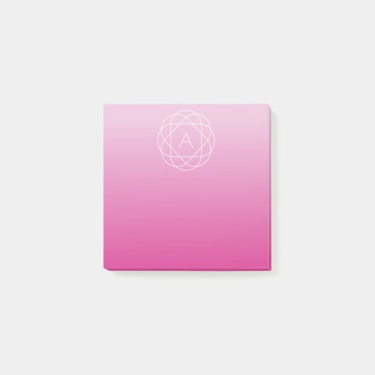 Langwerpige geometrische monogram | Roze zwoegde o Post-it® Notes (Voorkant)