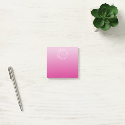 Langwerpige geometrische monogram | Roze zwoegde o Post-it® Notes (Kantoor)