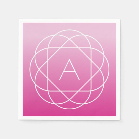 Langwerpige geometrische monogram | Roze zwoegde o Servet (Voorkant)