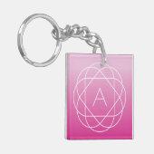 Langwerpige geometrische monogram | Roze zwoegde o Sleutelhanger (Voorkant Links)