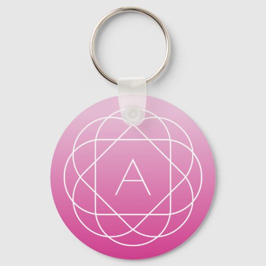 Langwerpige geometrische monogram | Roze zwoegde o Sleutelhanger (Voorkant)