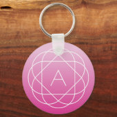 Langwerpige geometrische monogram | Roze zwoegde o Sleutelhanger (Voorkant)
