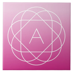 Langwerpige geometrische monogram   Roze zwoegde o Tegeltje