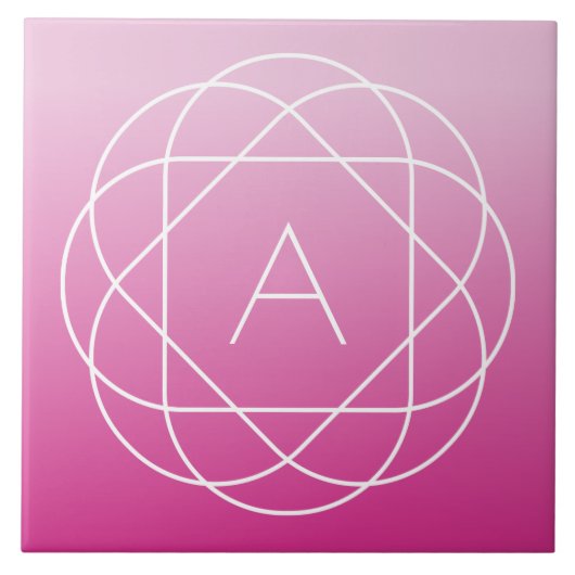 Langwerpige geometrische monogram | Roze zwoegde o Tegeltje (Voorkant)