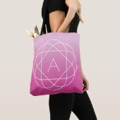 Langwerpige geometrische monogram | Roze zwoegde o Tote Bag (Dichtbij)