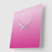 Langwerpige geometrische monogram | Roze zwoegde o Vierkante Klok (Hoek)