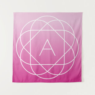 Langwerpige geometrische monogram   Roze zwoegde o Wandkleed