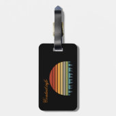 Langwerpige gestreepte zon met bomen Thunder_Cove Bagagelabel (Achterkant verticaal)