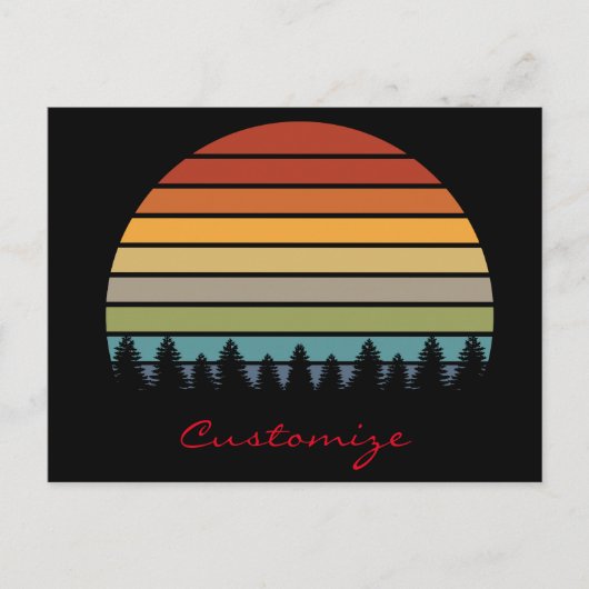Langwerpige gestreepte zon met bomen Thunder_Cove Briefkaart (Voorkant)