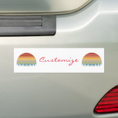 Langwerpige gestreepte zon met bomen Thunder_Cove Bumpersticker (Op auto)