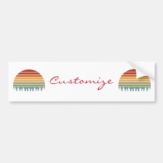 Langwerpige gestreepte zon met bomen Thunder_Cove Bumpersticker (Voorkant)