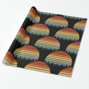 Langwerpige gestreepte zon met bomen Thunder_Cove Cadeaupapier