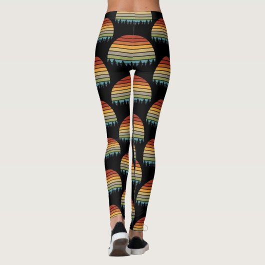 Langwerpige gestreepte zon met bomen Thunder_Cove Leggings (Achterkant)