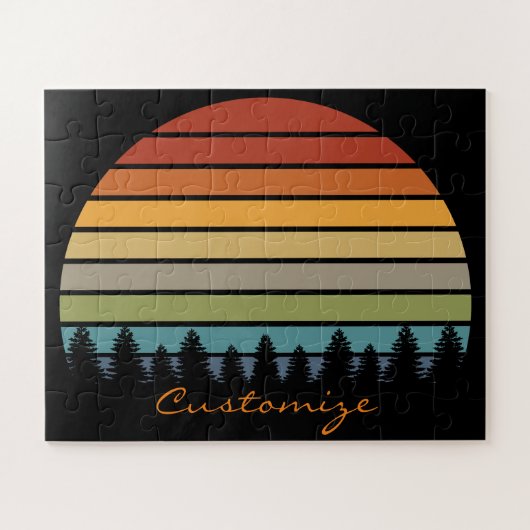 Langwerpige gestreepte zon met bomen Thunder_Cove Legpuzzel (Horizontaal)