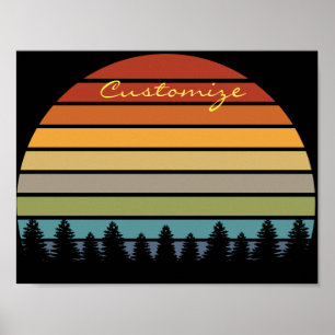 Langwerpige gestreepte zon met bomen Thunder_Cove Poster