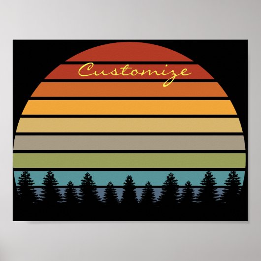 Langwerpige gestreepte zon met bomen Thunder_Cove Poster (Voorkant)