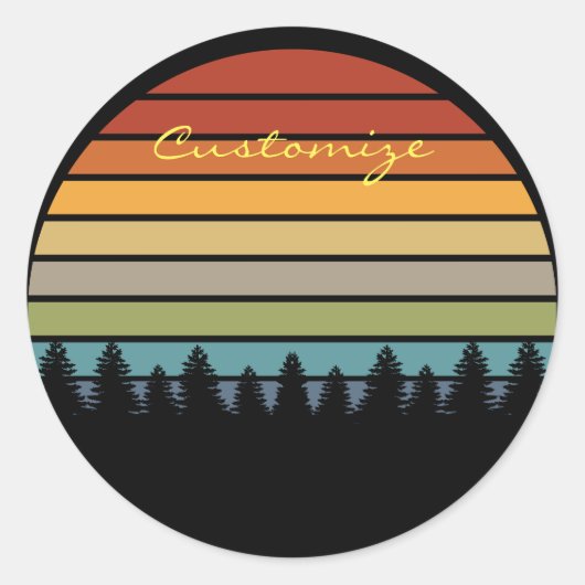 Langwerpige gestreepte zon met bomen Thunder_Cove Ronde Sticker (Voorkant)