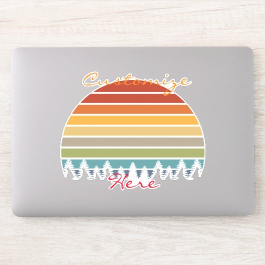 Langwerpige gestreepte zon met bomen Thunder_Cove Sticker (Computer)