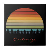 Langwerpige gestreepte zon met bomen Thunder_Cove Tegeltje (Voorkant)